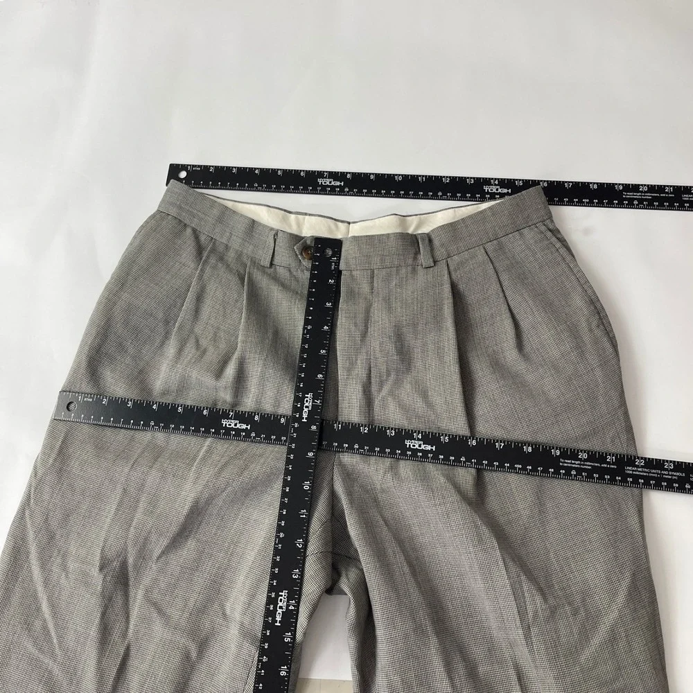 Vintage Ralph Lauren Pants Mens 32x30* Gray Pleated Houndstooth Flowy Preppy